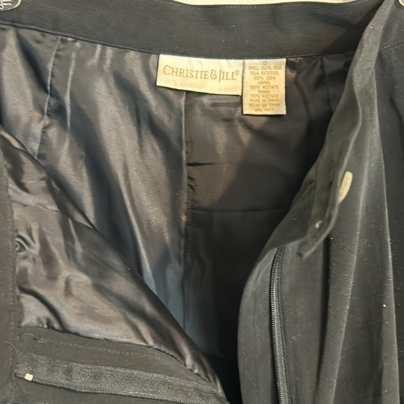 VINTAGE Christie & Jill Silk Black pleated baggy Pants size 12 - Picture 6 of 7